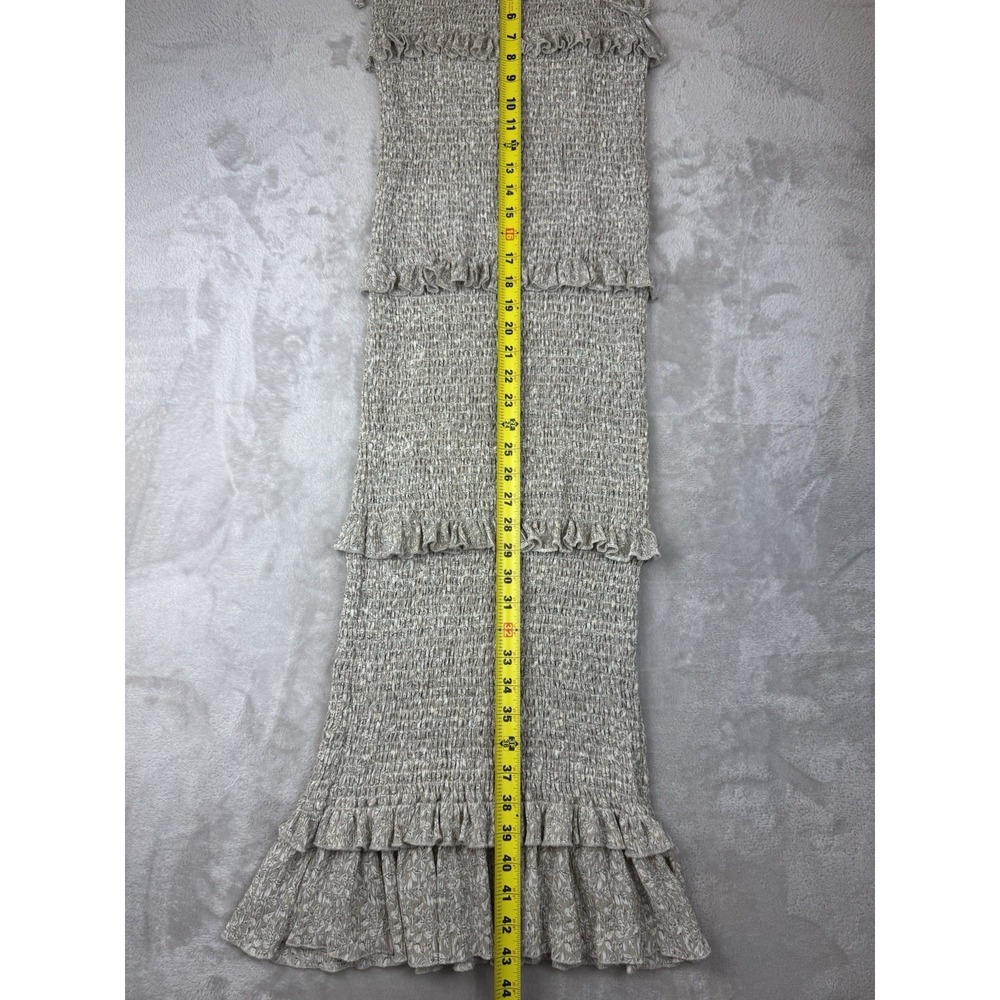 Mable Floral Smocked Midi Dress Medium M Tiered Ruffle Boho Spaghetti Strap Gray - Picture 9 of 13